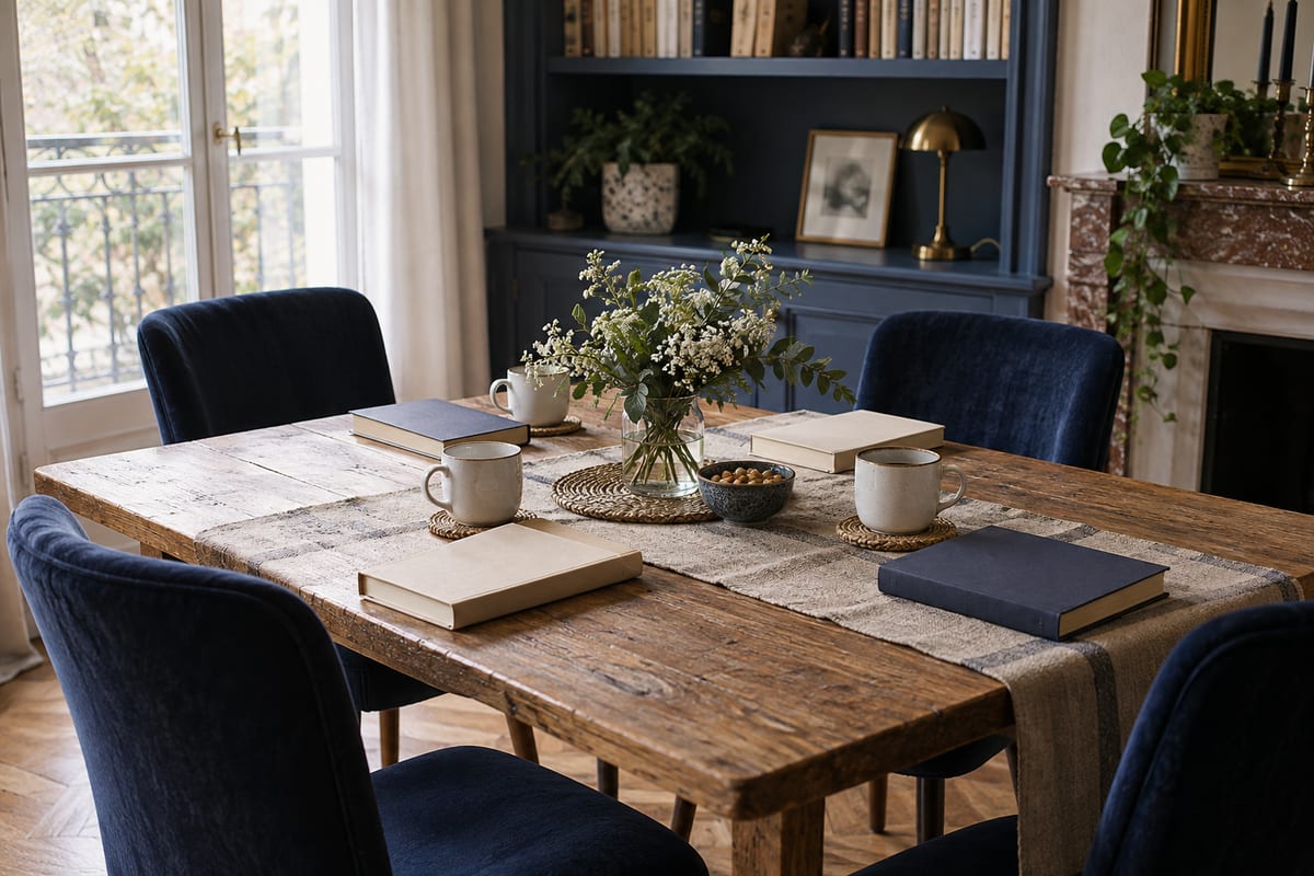 Une table et des livres préparés pour une rencontre de lecteurs.